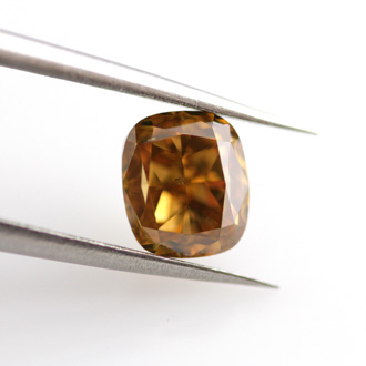 Fancy Deep Brownish Orangy Yellow Diamond, Cushion, 1.02 carat, SI1 - B